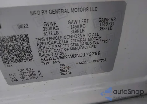2022 Buick Enclave Awd Premium from USA, damaged, VIN 5GAEVBKW8NJ172798